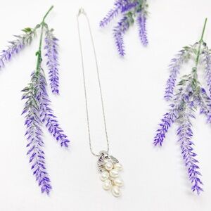 NEW Philippine Freshwater Cluster Pearl 18K RGP Pendant Necklace Vintage